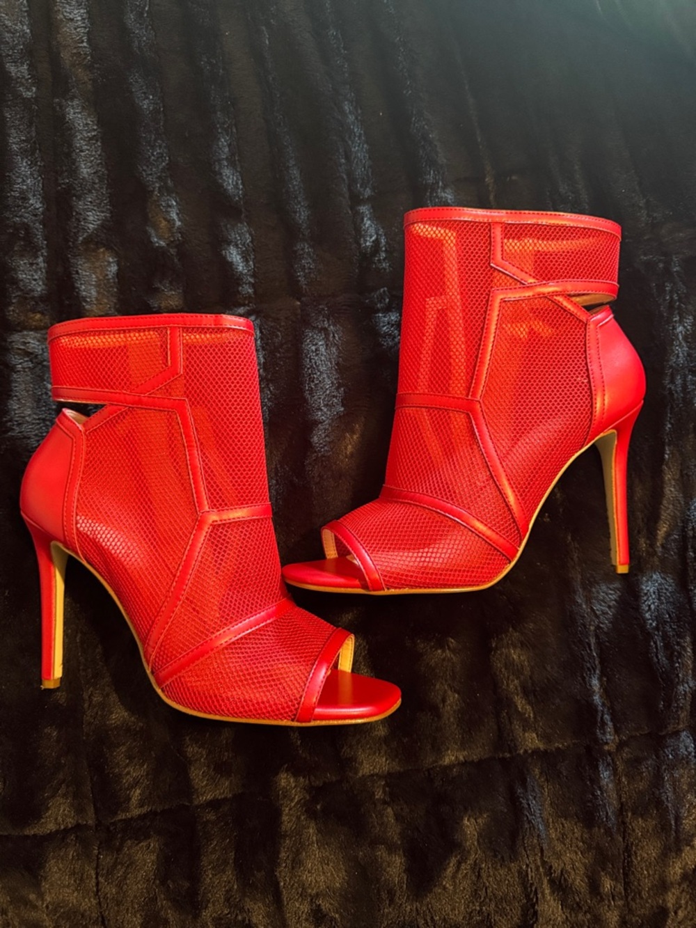 Jessica Simpson Red Peep-Toe Stiletto Ankle Boots